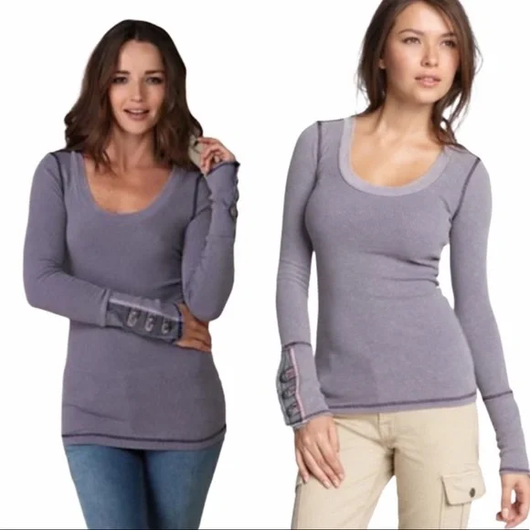 Free People Purple Long Sleeve Top - Picture 2 of 7